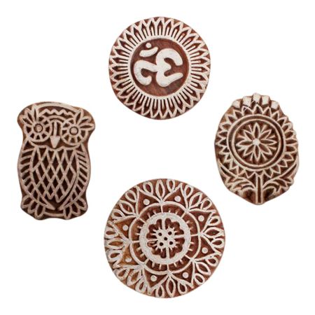 Set of 4 Piece New Mix Wooden Printing Block